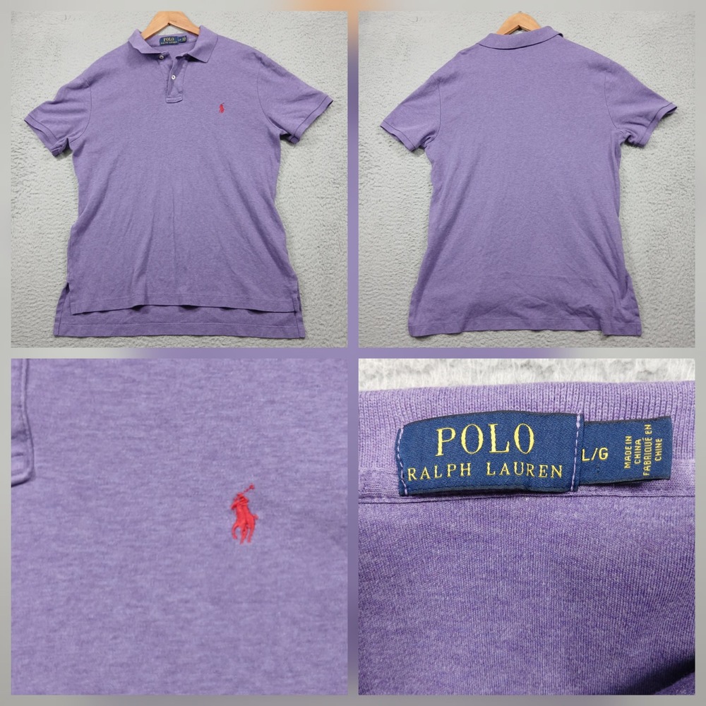 Polo Ralph‎ Lauren Polo Shirt Men Large Purple Solid Classic